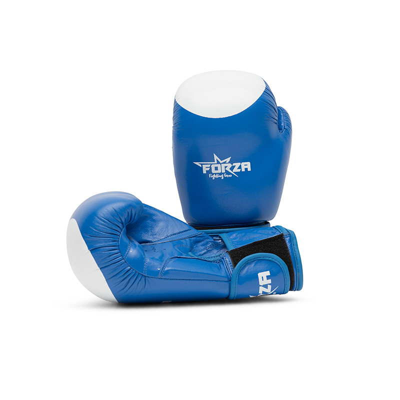 forza leather boxing gloves blue white